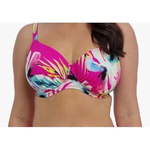 Fantasie Carabelita Pink Floral Gathered Lycra Full Cup Bikini Top Size 34M